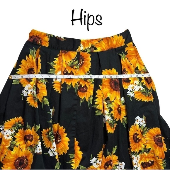 Vintage Handmade Artisan Sunflower Floral Knee Length Lightweight Skirt Large - Picture 13 of 15